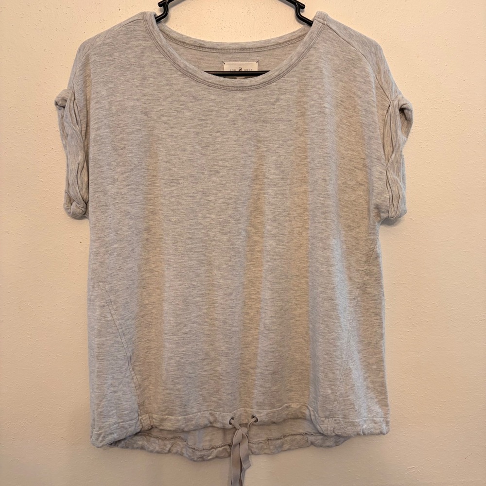 Lou & Grey Short Sleeve Sweatshirt Women S Grey  Drawstring Hem TOP
